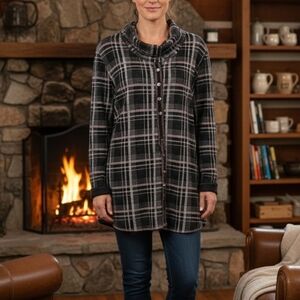 Soft Vintage Cozy Cowl Neck Tunic Flannel Sweater Size 1X